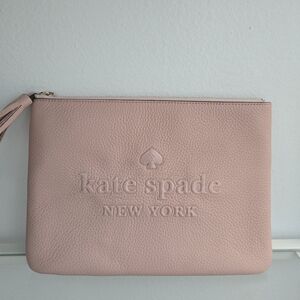 Kate Spade Blush Pink Pebble Leather Pouch Clutch Bag